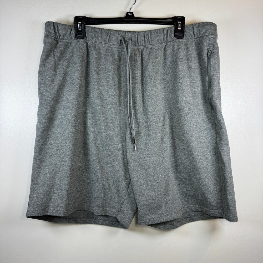 Eddie Bauer Gray Sleepwear Lounge Shorts Mens XXL Drawstring Zip Pocket Cotton‎